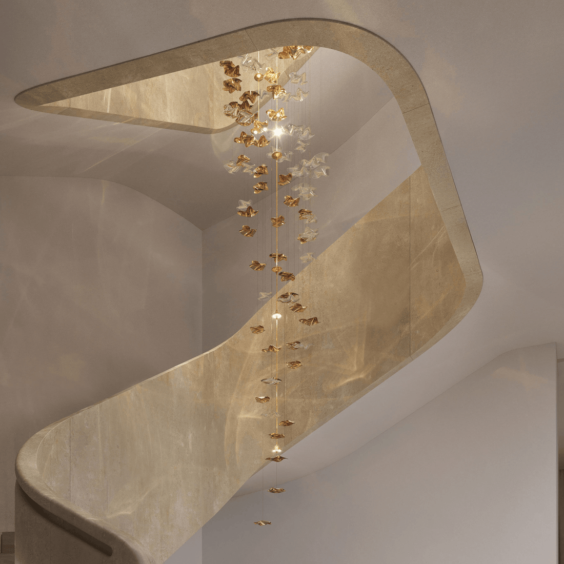 Tidal Stair Crystal Spiral Chandelier