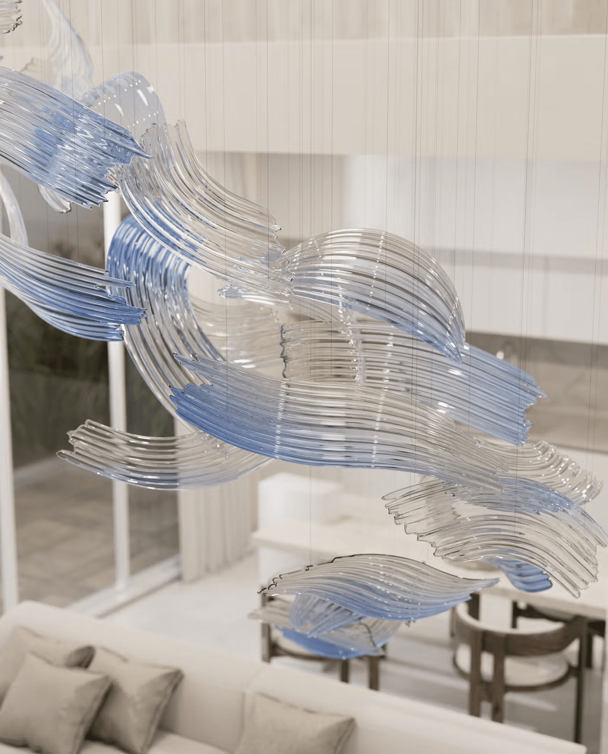 Brush Art Crystal Glass Spiral Chandelier