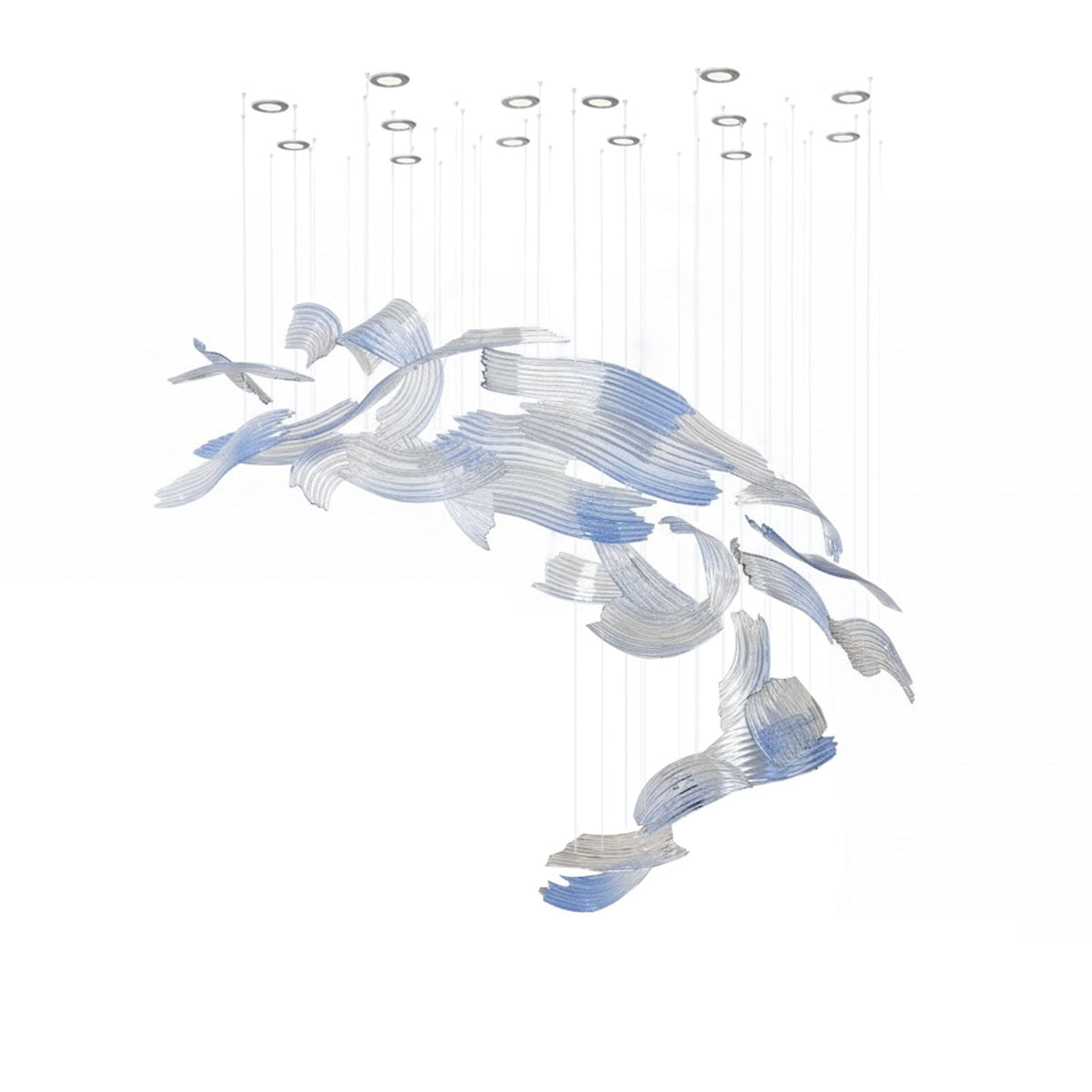Brush Art Crystal Glass Spiral Chandelier
