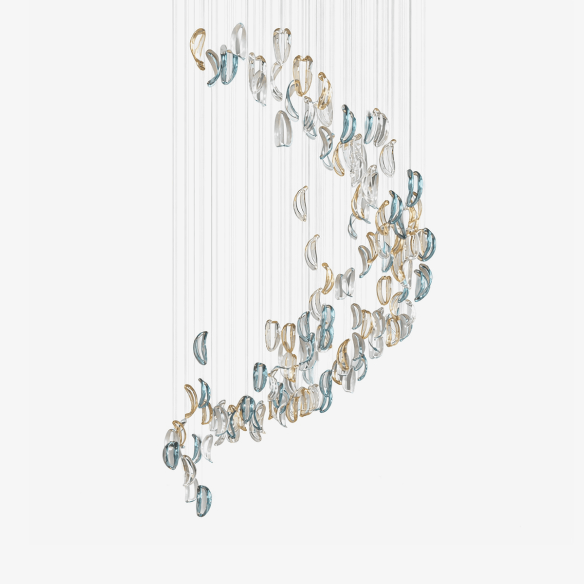 Galaxy Aqua Ripple Glass Meteor Shower Crystal Spiral Chandelier