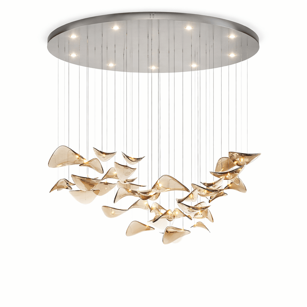 Galaxy Wave Floating Leaf Crystal Spiral Chandelier