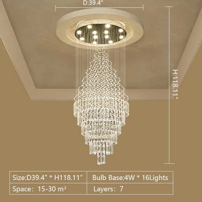 Large Foyer Crystal Chandelier Raindrop Crystal Flush Mount Ceiling Light for Entryway / Staircase