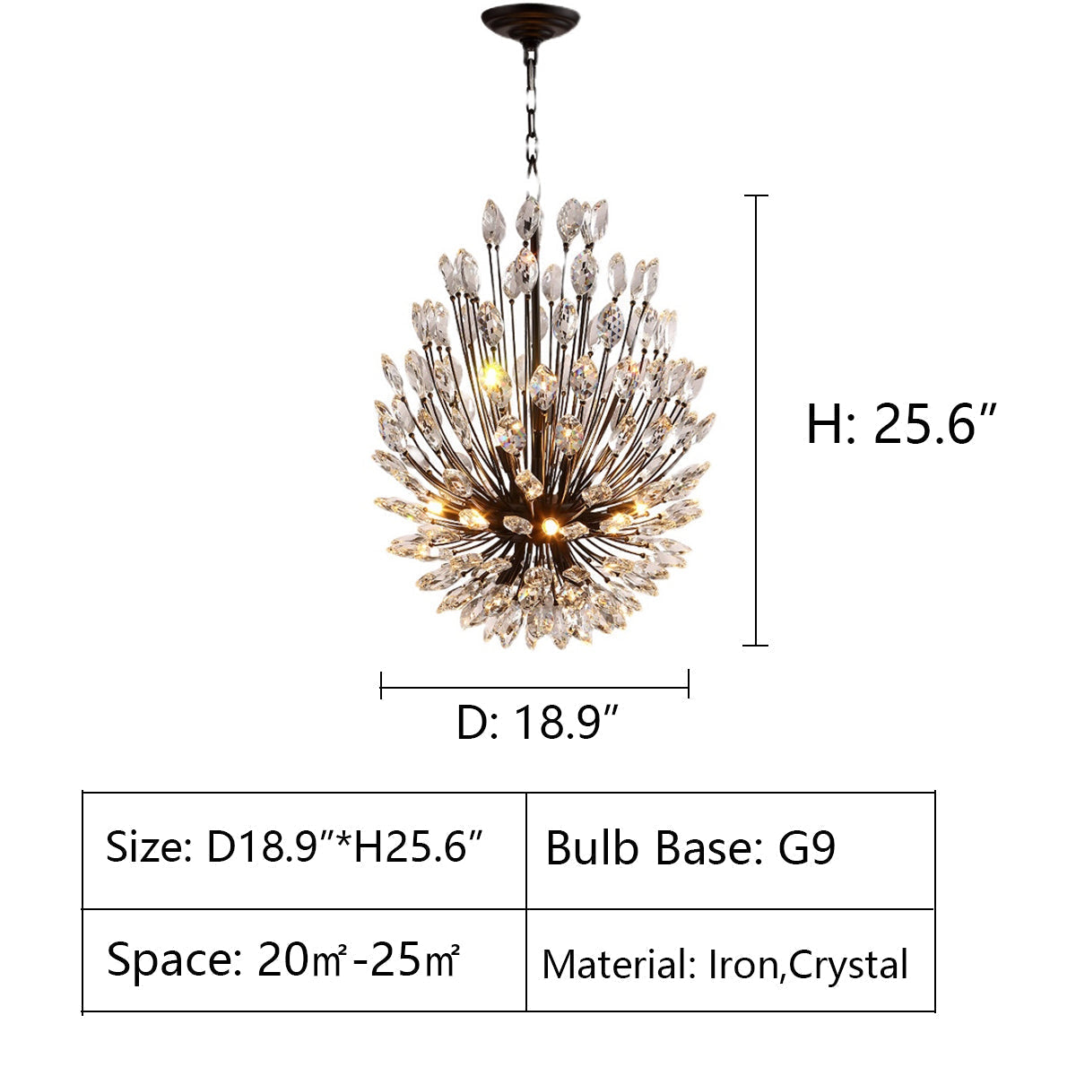 Modern Iron Art Bouquet Shape Branch Crystal Chandelier for Living Room / dining Room / coffe Shops