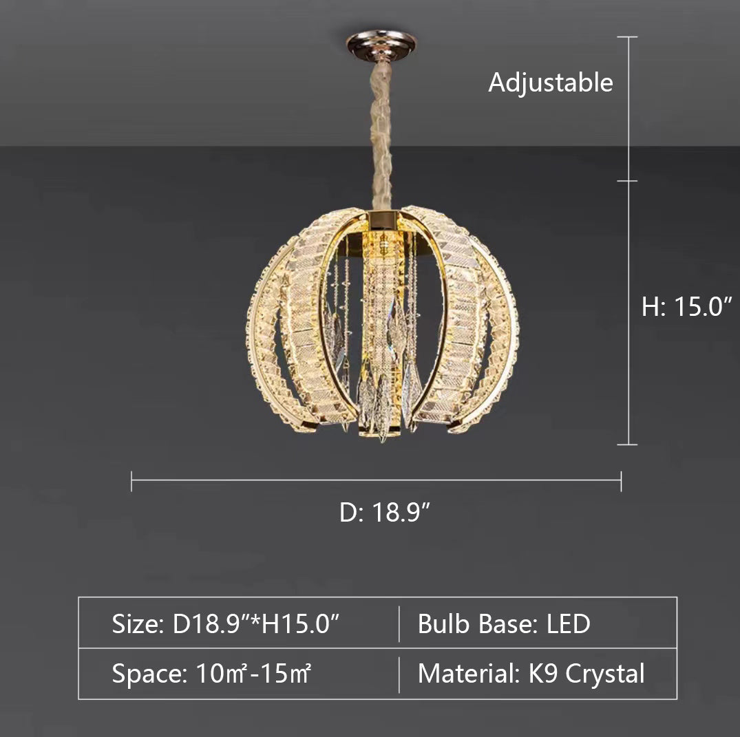 Luxury K9 Crystal Pendant Chandelier with Curved Vacuum Plating Finish, Unique Lantern Shape for Living Dining