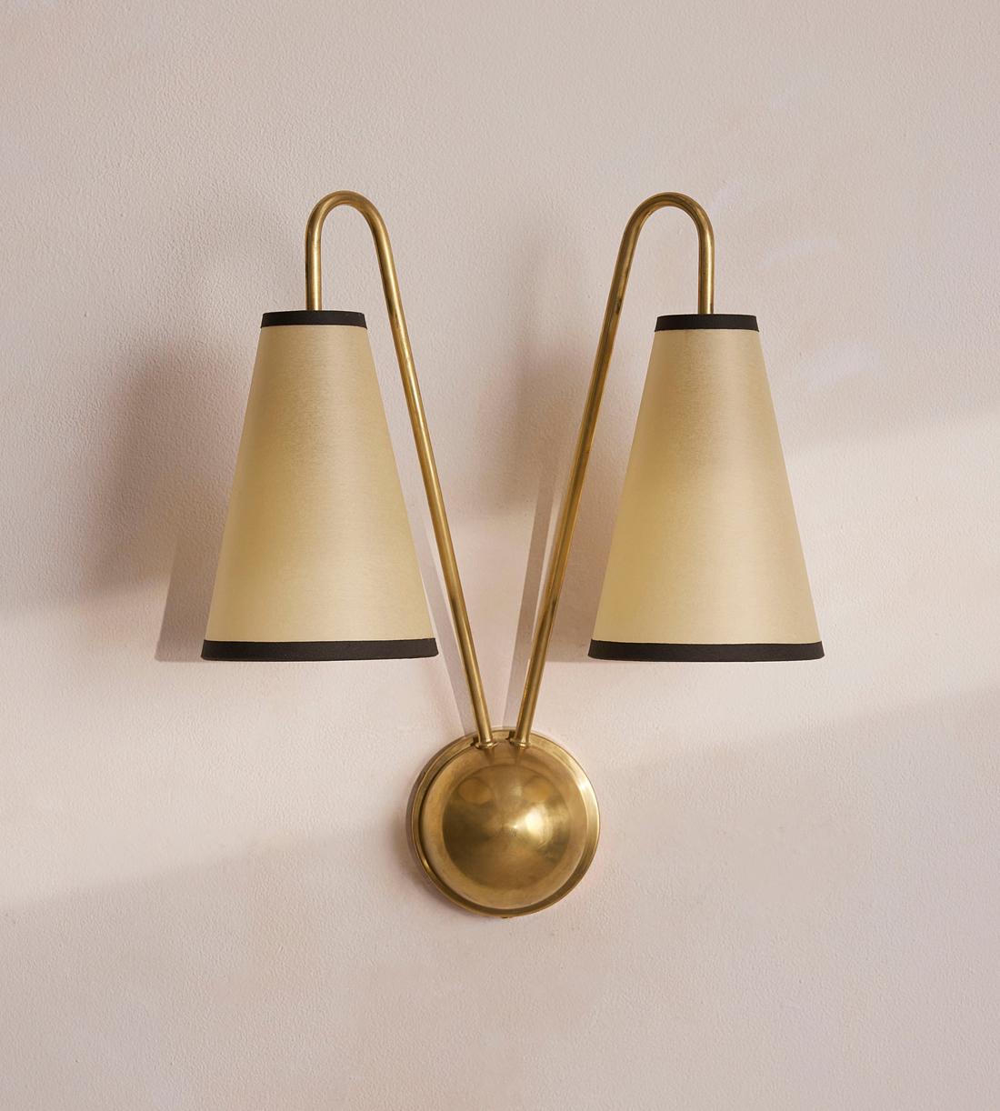 Antiqued Brass Double Cone Wall Sconce - Erhaus product image 1