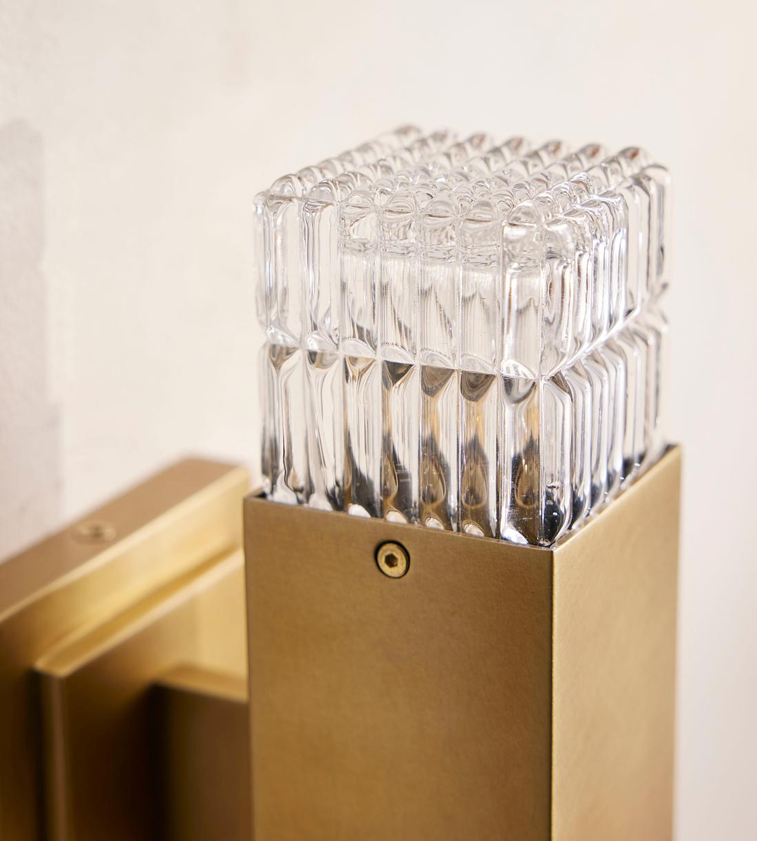 Short Antiqued Brass Glass Wall Sconce - Erhaus product image 3
