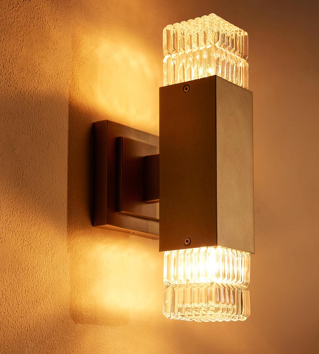 Short Antiqued Brass Glass Wall Sconce - Erhaus product image 5