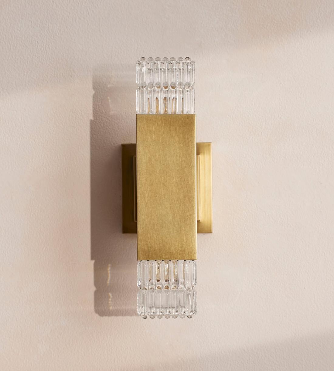 Short Antiqued Brass Glass Wall Sconce - Erhaus product image 1