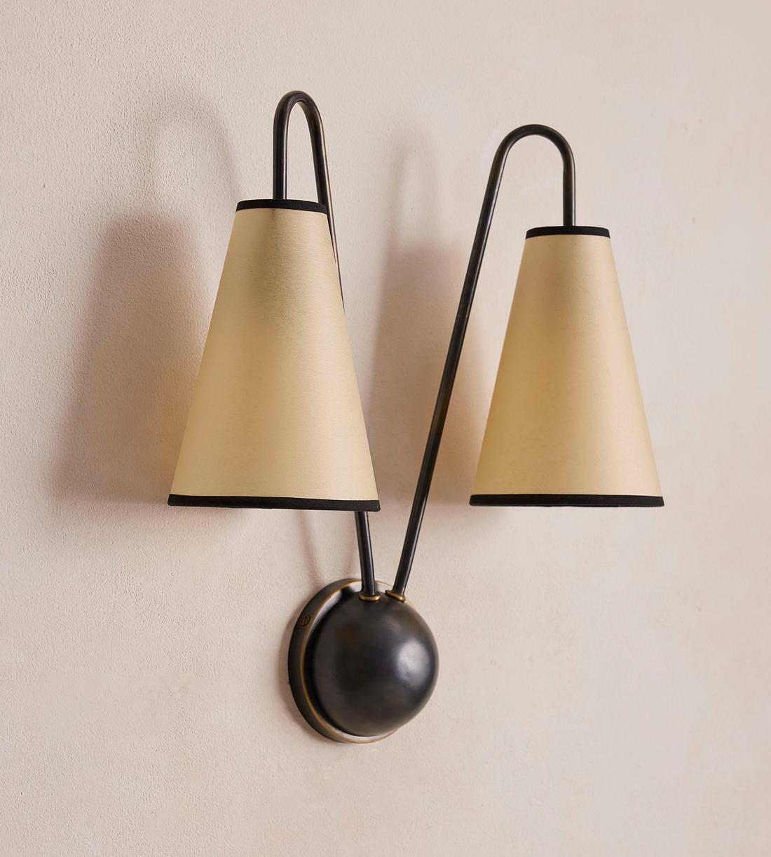 Blackened Brass Double Cone Wall Sconce - Erhaus product image 4
