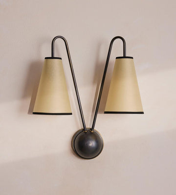 Blackened Brass Double Cone Wall Sconce - Erhaus product image 1