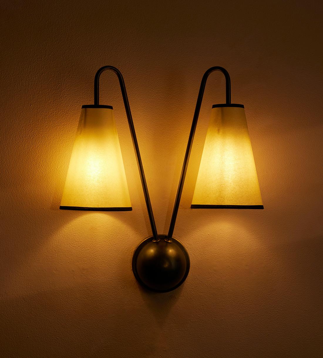 Blackened Brass Double Cone Wall Sconce - Erhaus product image 2