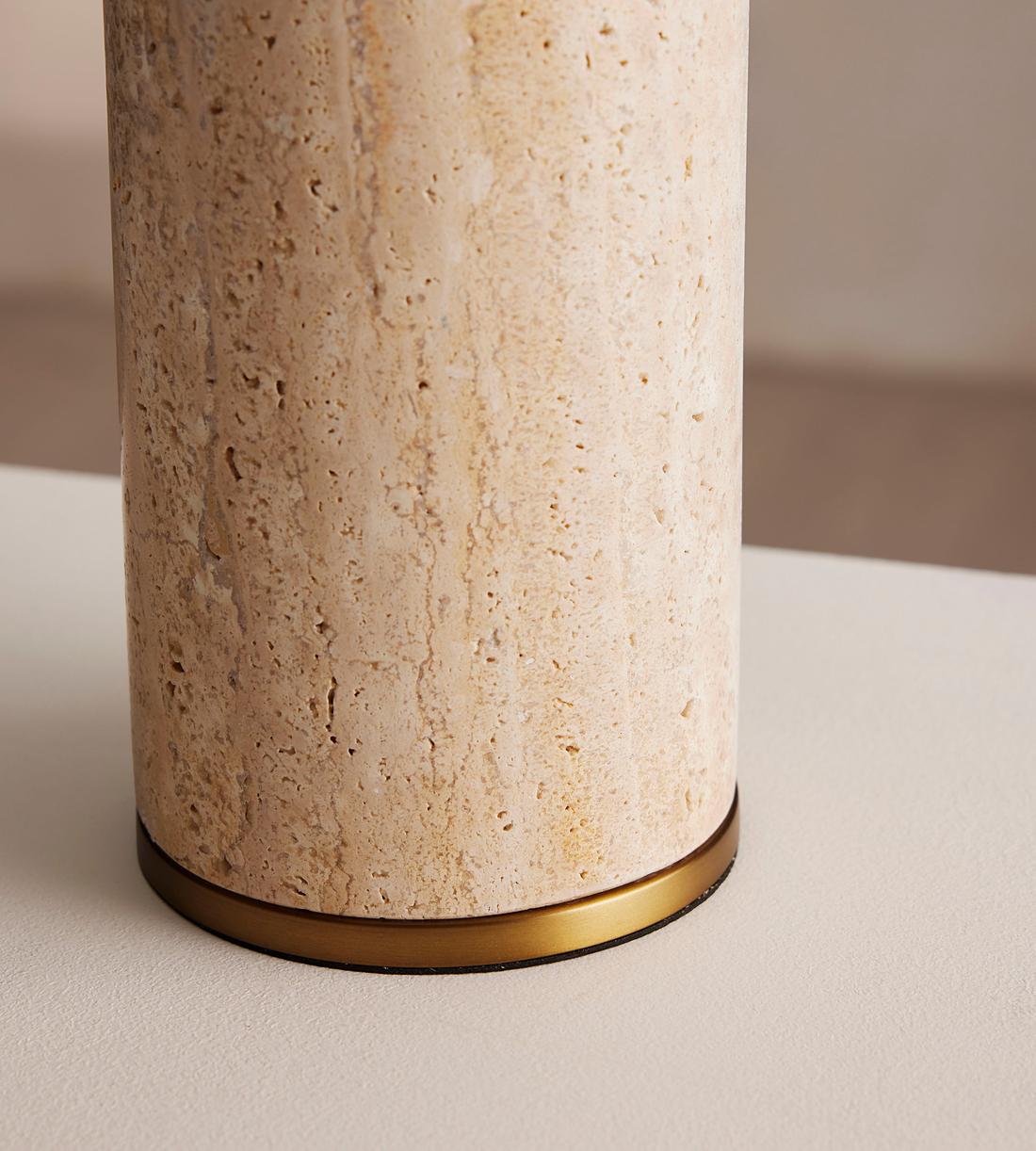Cream Stone Table Lamp with Linen Shade - Erhaus product image 5