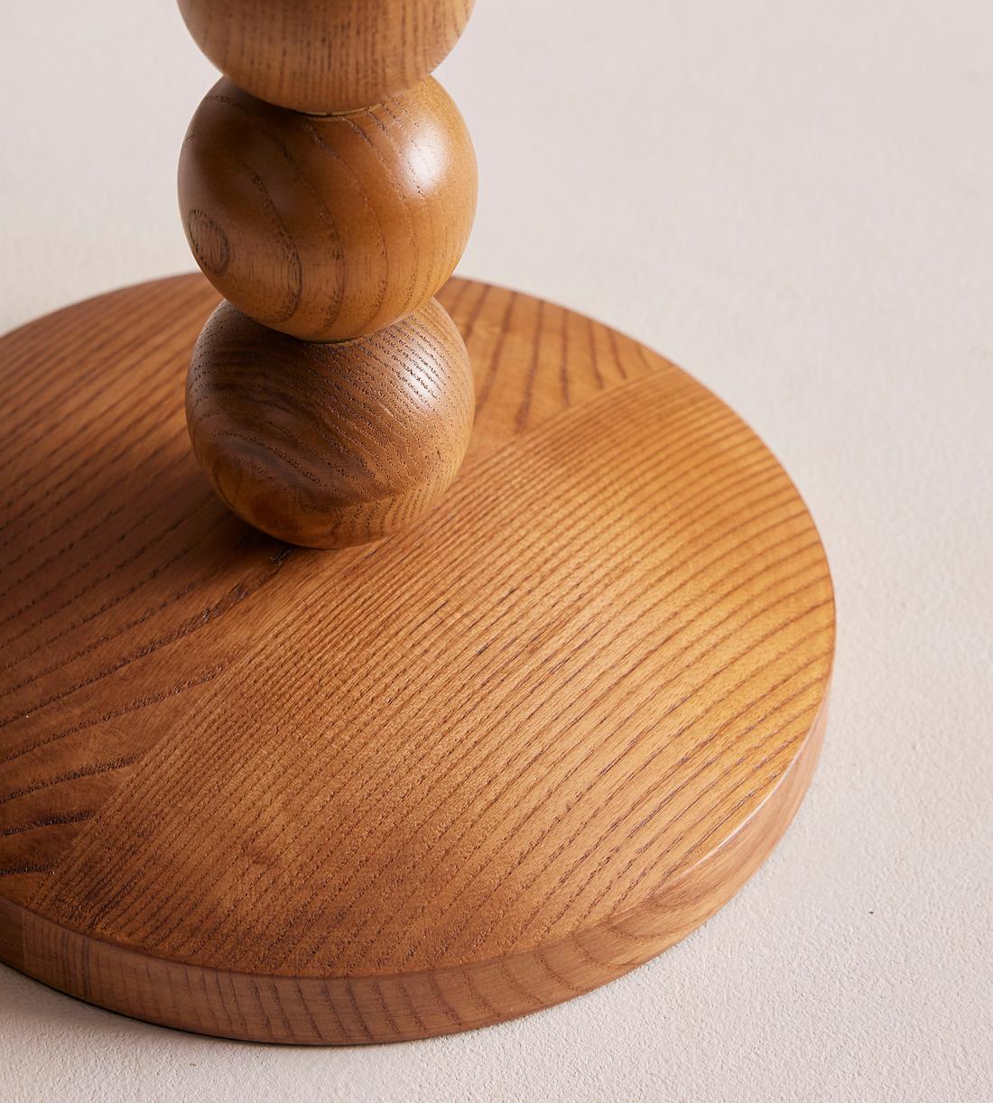 Oak Disc Table Lamp with Linen Shade - Erhaus product image 5