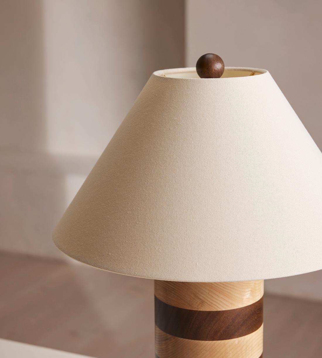 Oak Table Lamp with Linen Shade - Erhaus product image 4