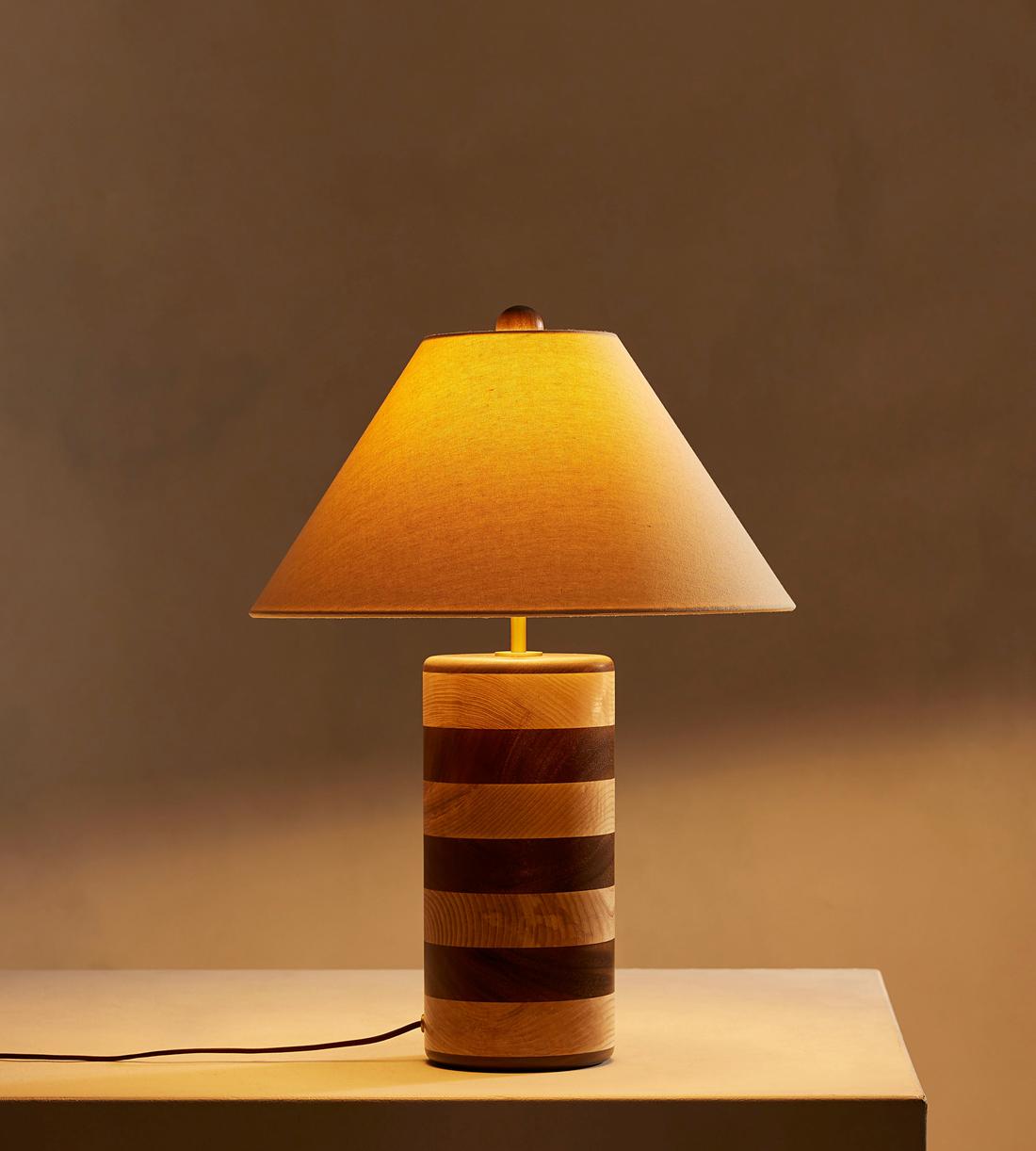 Oak Table Lamp with Linen Shade - Erhaus product image 3