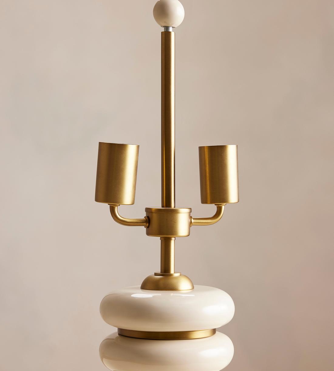 Cream Lacquer Table Lamp with Linen Shade - Erhaus product image 7