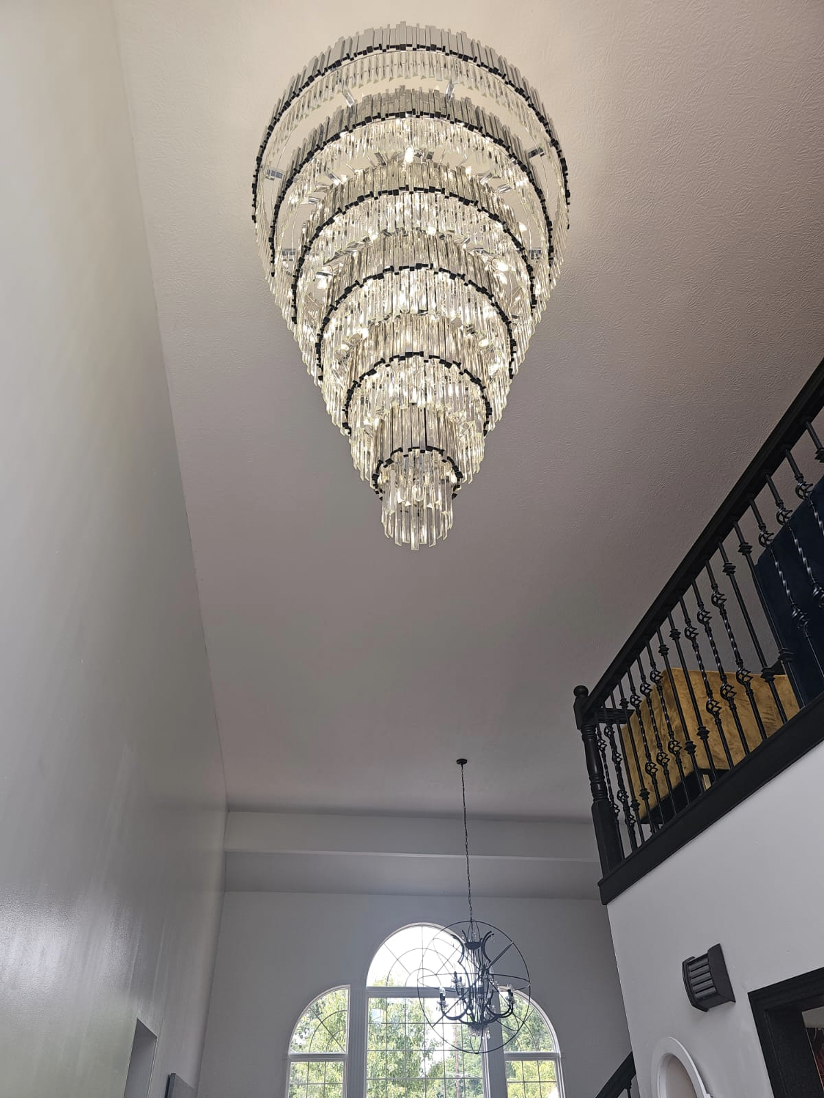 Extra Large Round Cone Tiered Crystal Chandelier for Foyer / Entryway / living Room