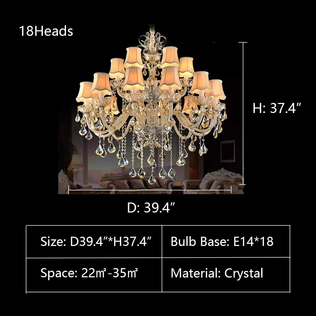 Extra Large Luxury Multi-Tiered Crystal Pendant Chandelier for High-Ceiling Rooms