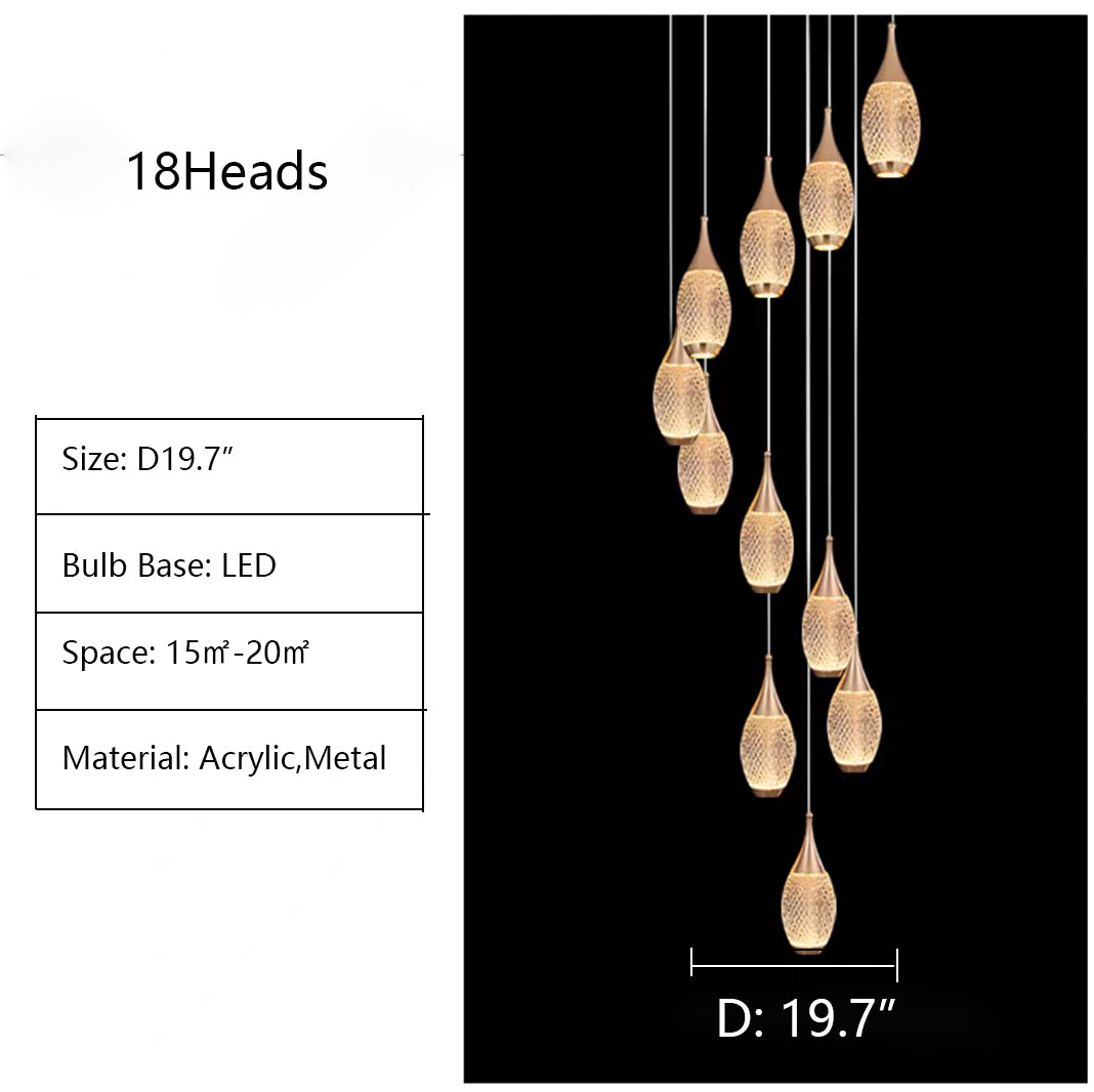 Post-Modern Extra Large Duplex Revolving Staircase Pendant Decoration Chandelier