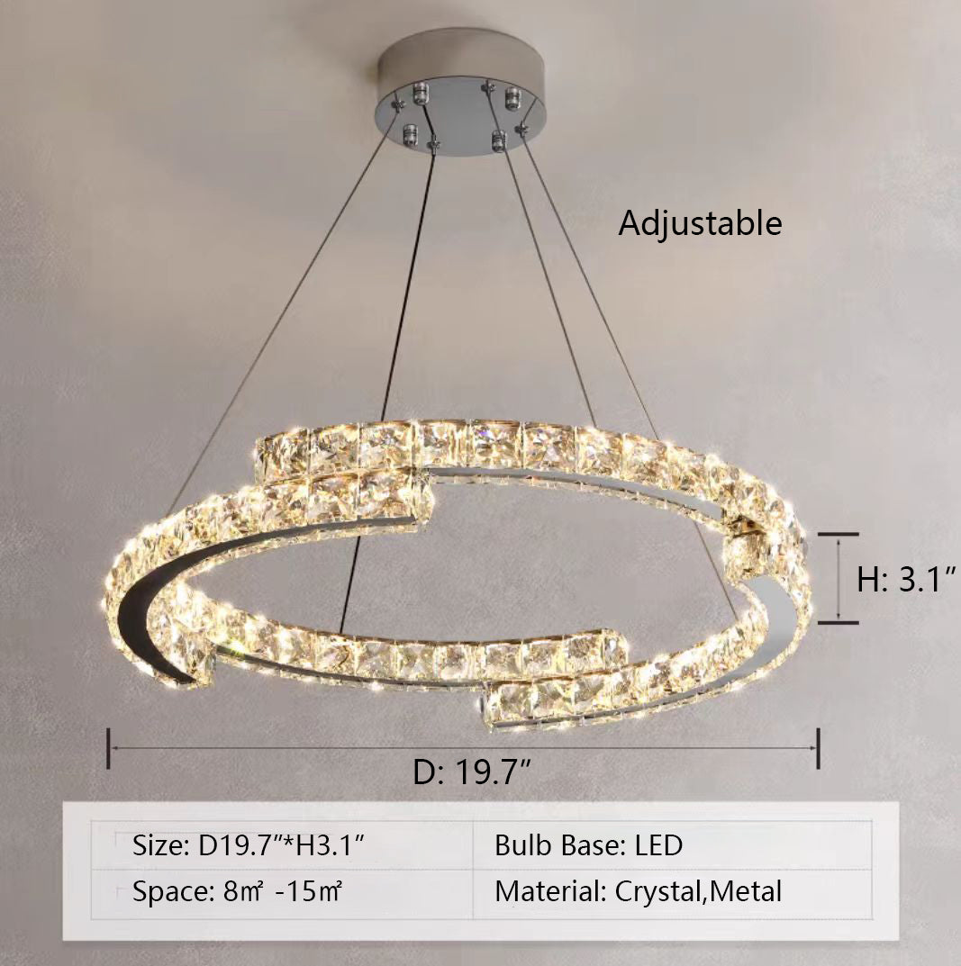 Modern Luxury Crystal Pendant Irregular Rings Chandelier Suit for Living / dining Room / bedroom