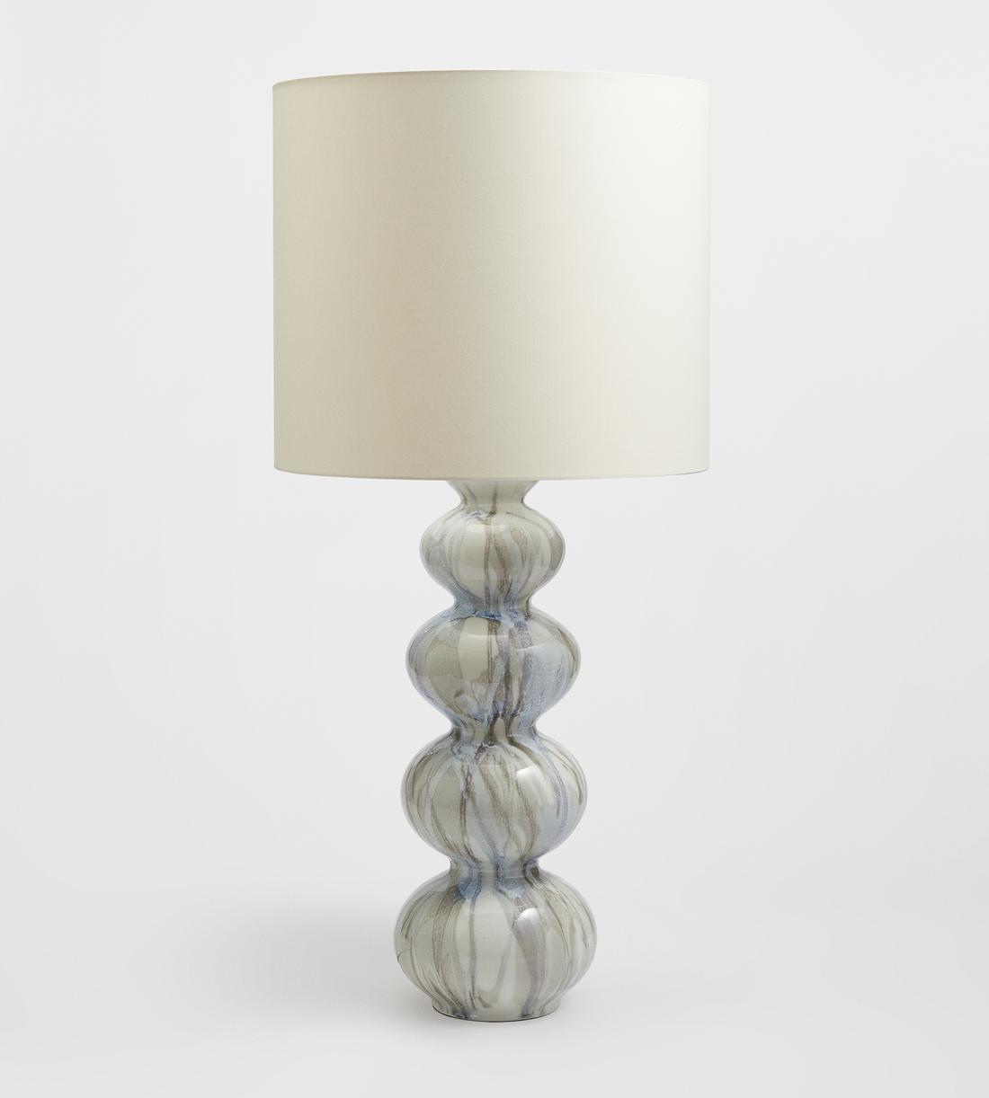White Ceramic Table Lamp with Fabric Shade - Erhaus product image 1