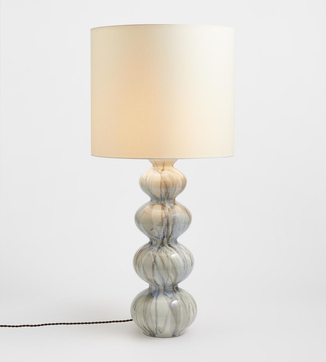 White Ceramic Table Lamp with Fabric Shade - Erhaus product image 3