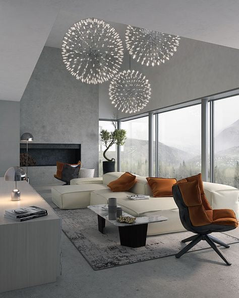 Round Starry Sky Chandelier Light Fire Ball Ceiling Lighting for Living Room / cottage / high-Ceiling