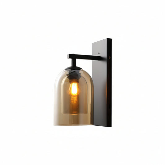 Sleek Smoke‑Grey Glass Tubular Wall Lamp with Modern Metal Finish