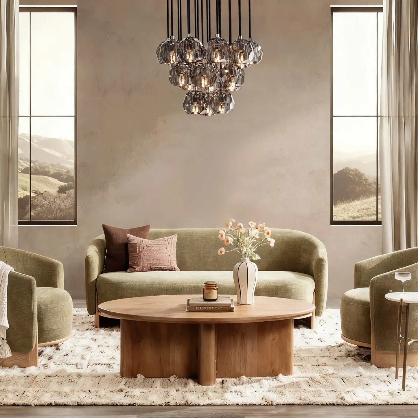 Boule De Cristal Clear/ Smoke Glass Round Cluster Chandelier 14", 19", 24", 30", 40"