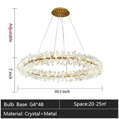 Round Wheel Frozen Ice Crystal Chandelier Light with K9 Crystals for Living Room Dining Hall