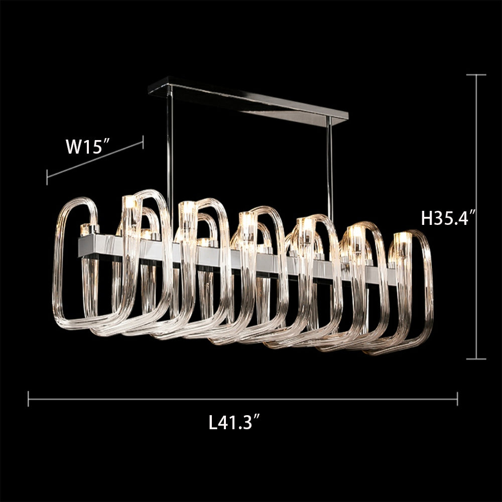 Modern Floral Reeded Glass Chandelier for Living / Dining Room