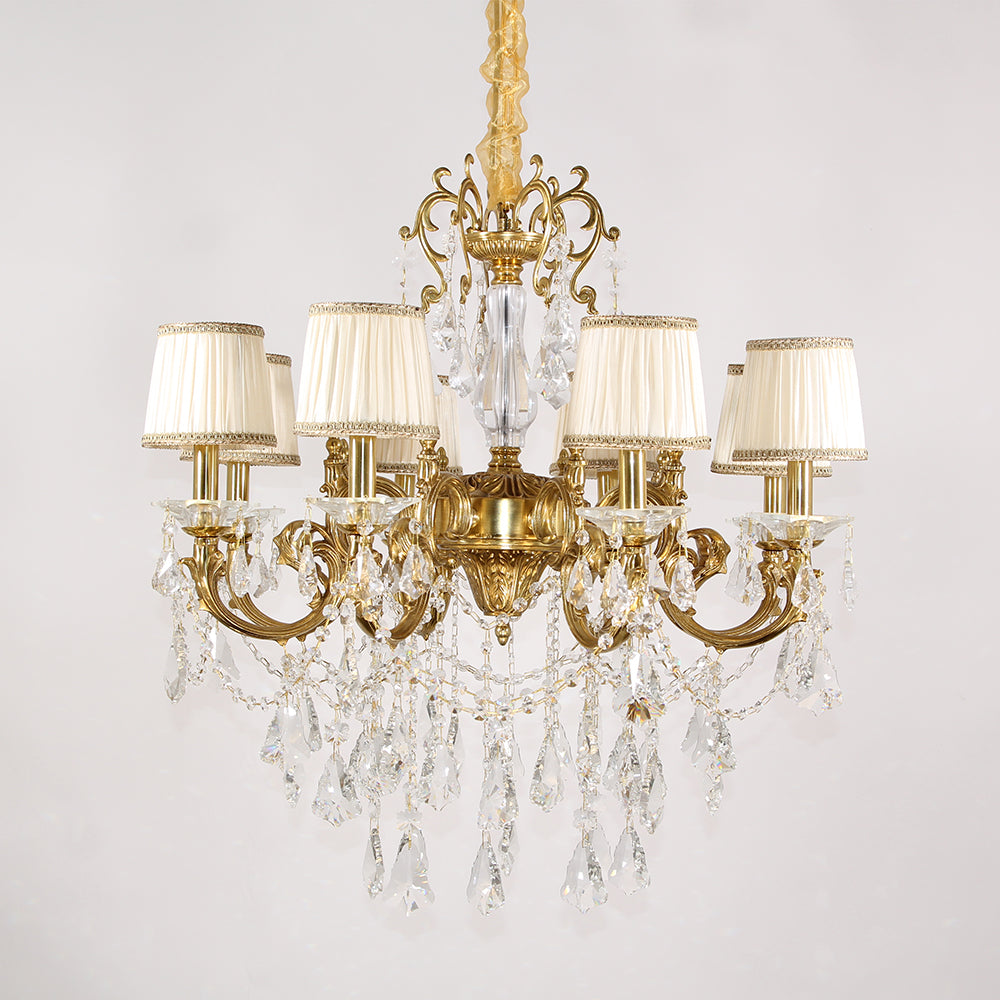 Statement 31X30 Inch 8-Light Candle Style Antique Brass Crystal Chandelier – Perfect for Dining Room Living Room Entryway