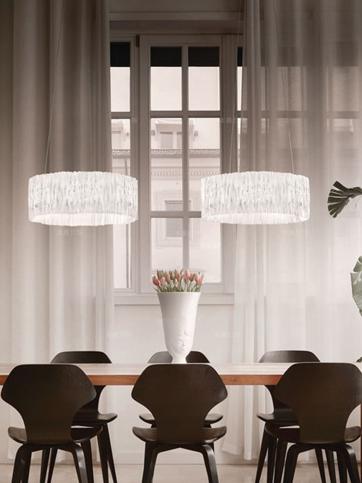 Modern Minimalism Pleated Acrylic Ring Round Ceiling Light for Living / Ding Room / Bar