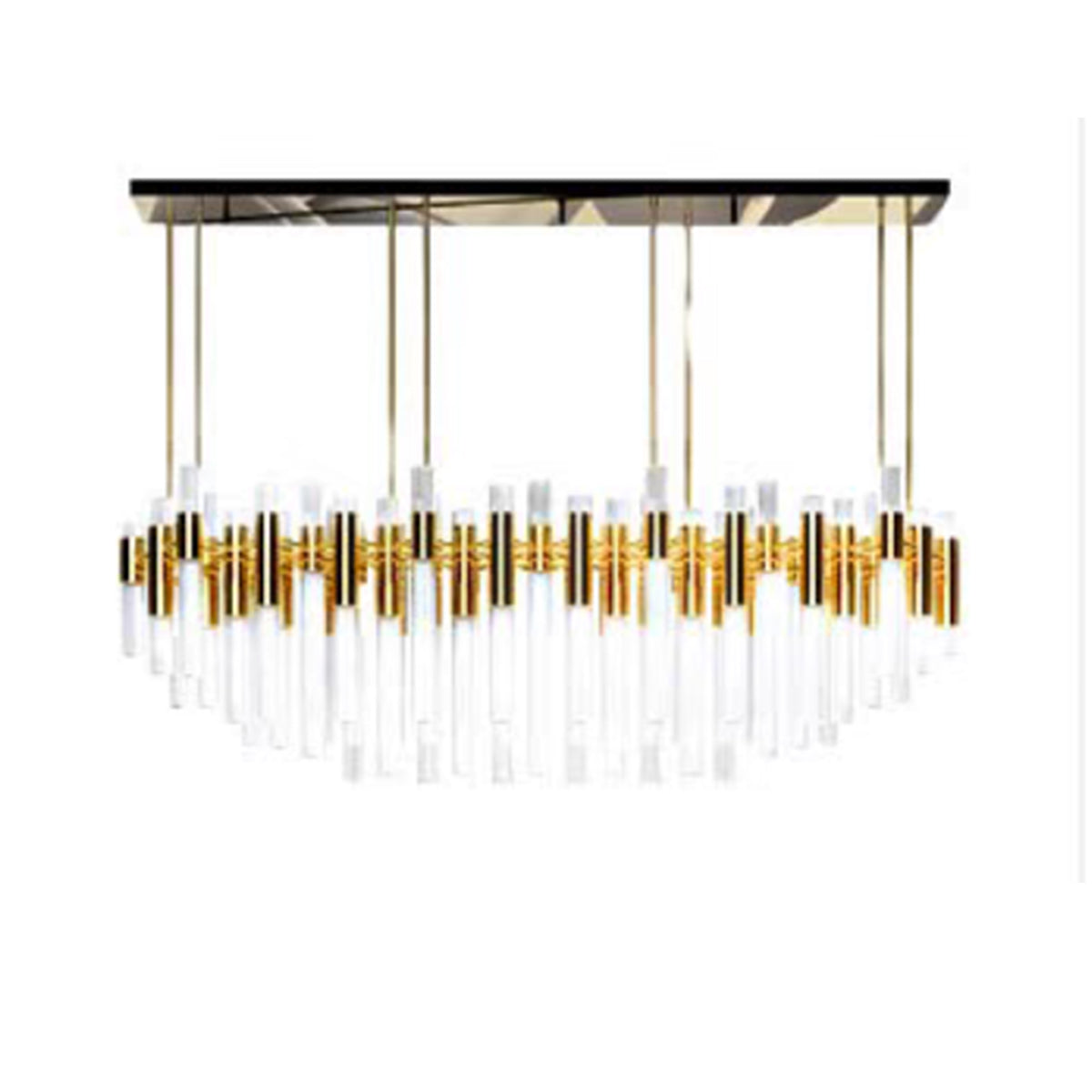 Luxury Illumination Crystal Pendant Light with Metal Finish, Round and Rectangle Shapes for Modern Minimalism