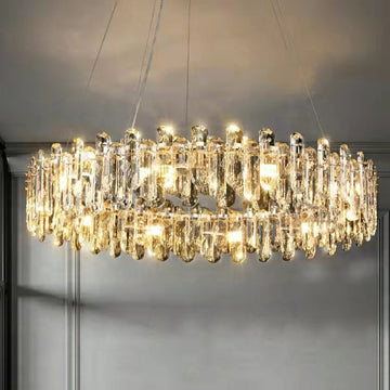 Shiny Crystal Chandelier for Living Room Ice Clear Ceiling Lamp for Dining / Bedroom Hallway Light
