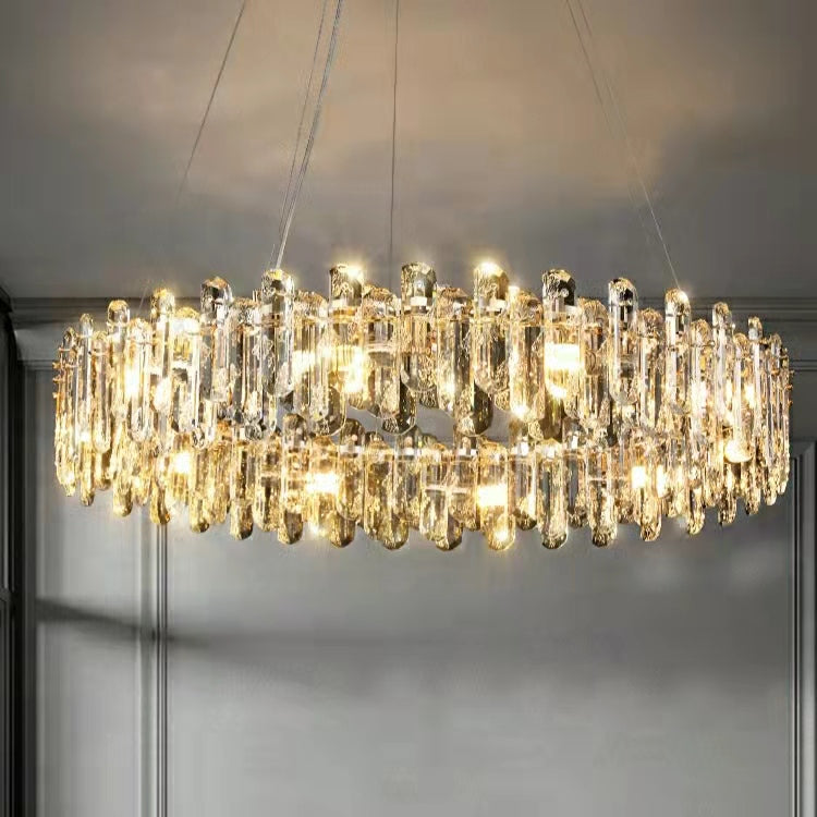 Shiny Crystal Chandelier for Living Room Ice Clear Ceiling Lamp for Dining / Bedroom Hallway Light