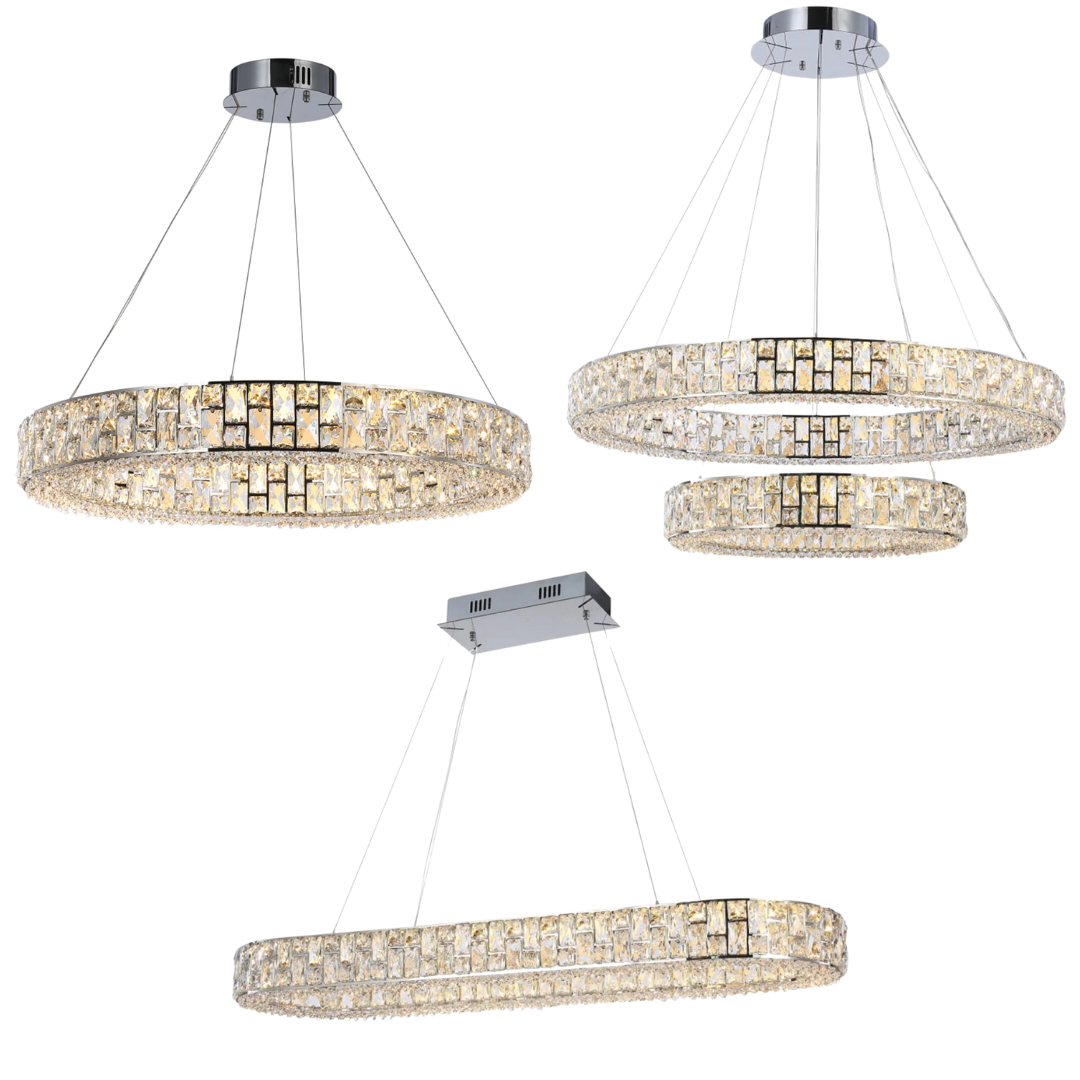 Light Luxury Round / oval Spliced Crystal Chandelier for Living / dining Room / kitchen Island