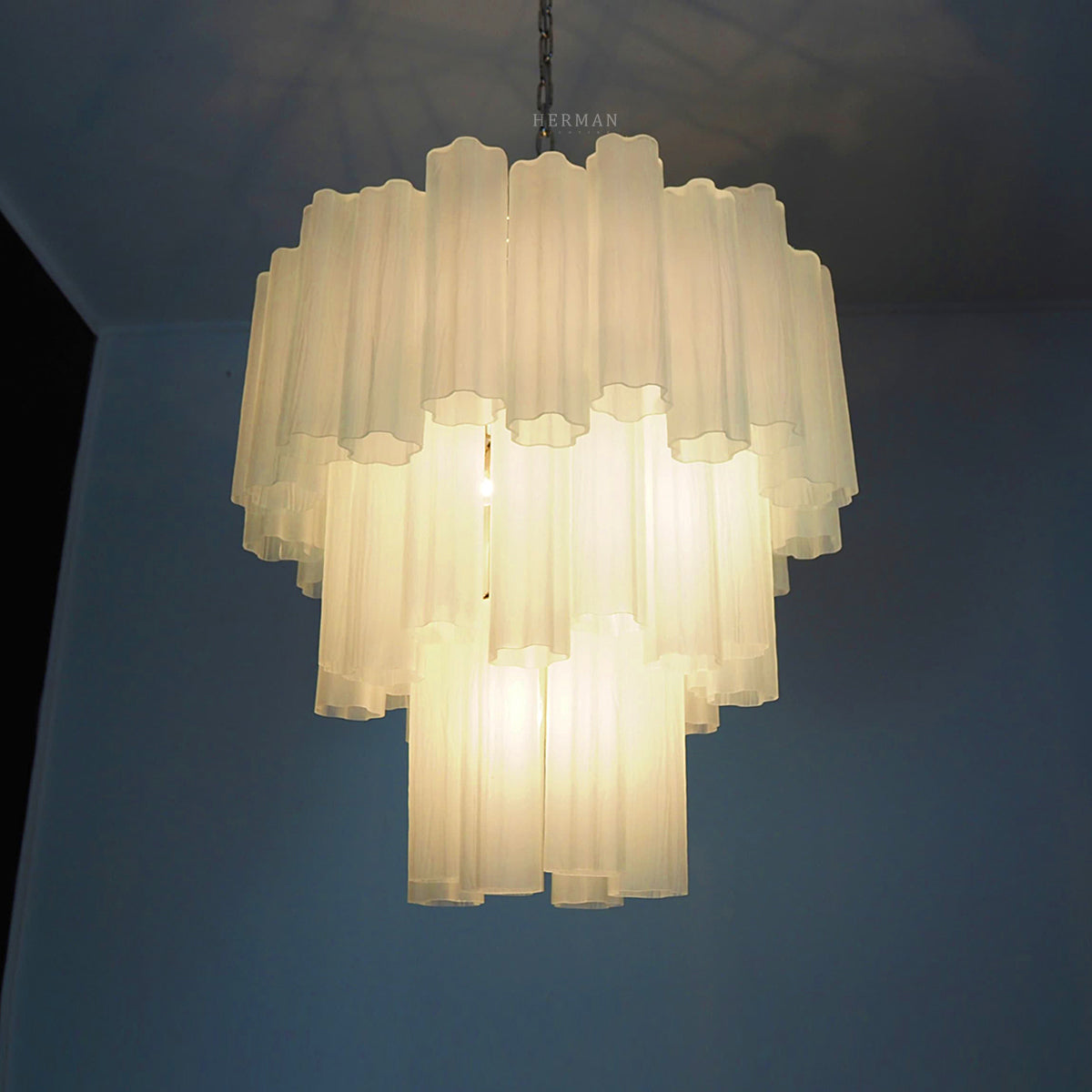Murano Glass Chandelier – 48 Tubes – Matte White