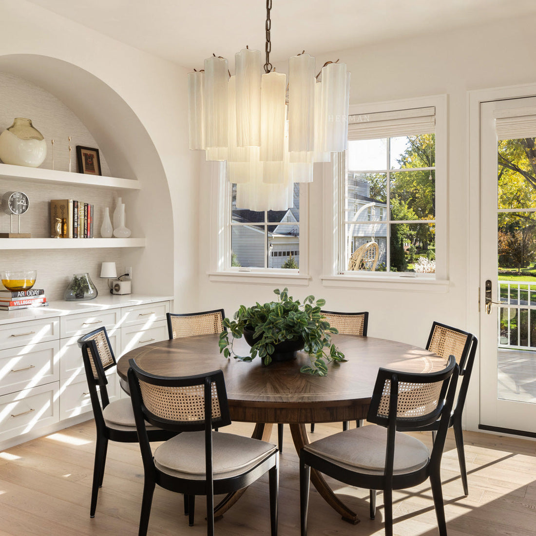 Murano Glass Matte White Chandelier – 36 Tubes