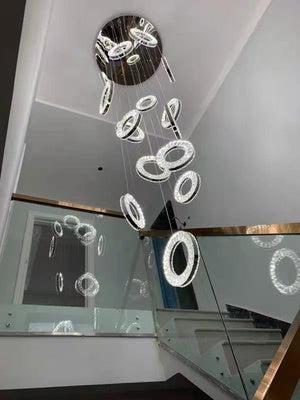 Modern Multi Gold Donuts Shape Crystal Chandelier Ring Round Light for Foyer Staircase / Living Room / Bar /