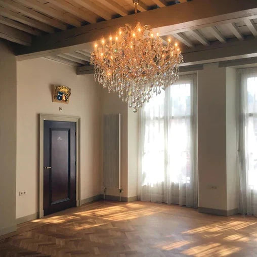 Luxury 25-Light Candle Crystal Chandelier in Gold / chrome Finish