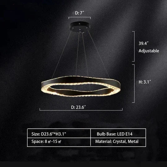 Modern Minimalist Art Wave Crystal Chandelier Suit in Black Finish for Living Room & Dining Room