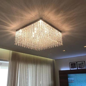 Modern Square Flush Mount Crystal Light for Living Room / bedroom / dining Room