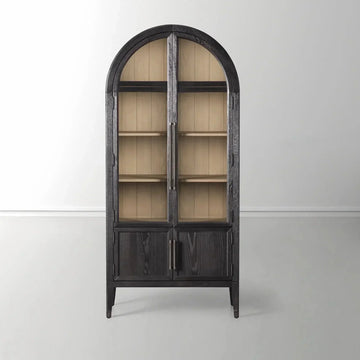Hattie Glass Accent Cabinet in Oak 36-Inchw 46-Inchw