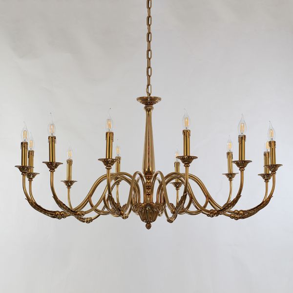 12 Lights Antique Brass Chandelier for Sale Baroque Style Chandelier Lighting for Living Room