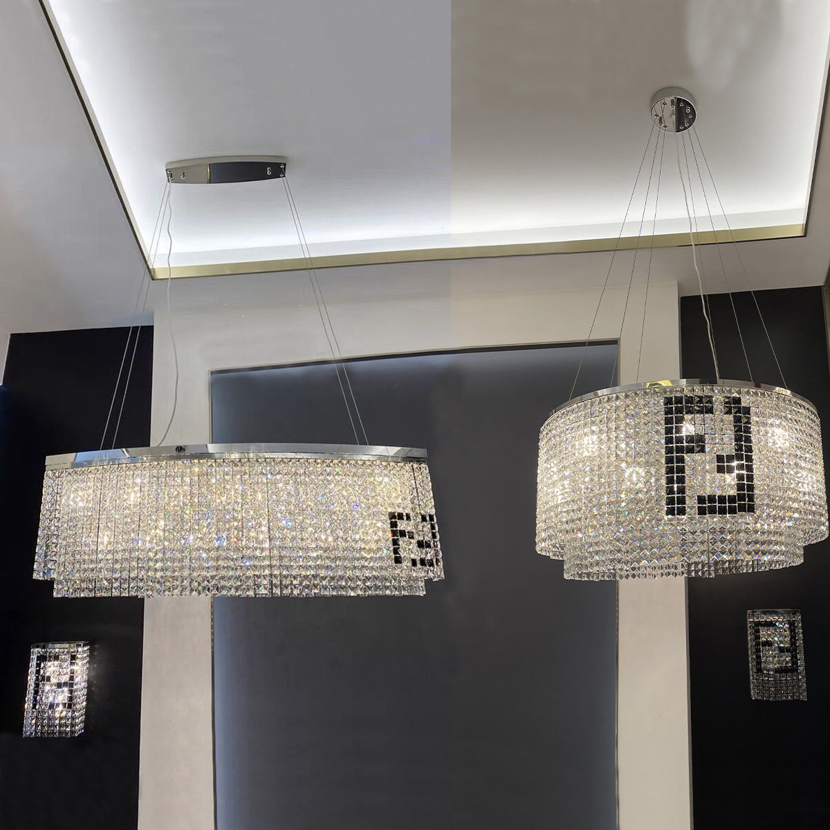 Designer Style Crystal Chandelier Elegant Round Ceiling Lighting for Living / Dining Room