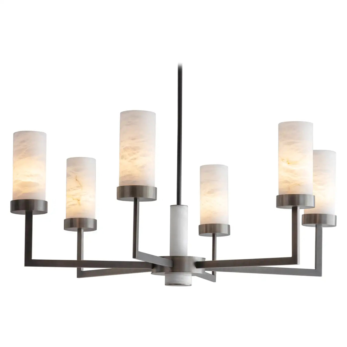 Contemporary Alabaster 6-Arm Compass Chandelier