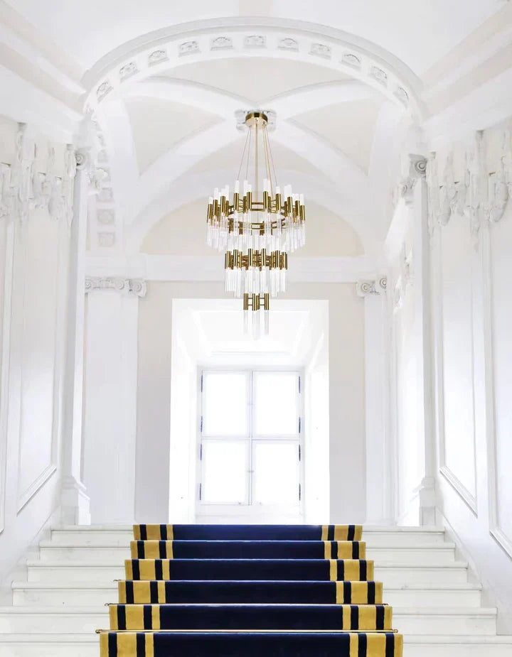 Post-Modern Simple Light Luxury 3-Tier Round Glass Tubes Chandelier