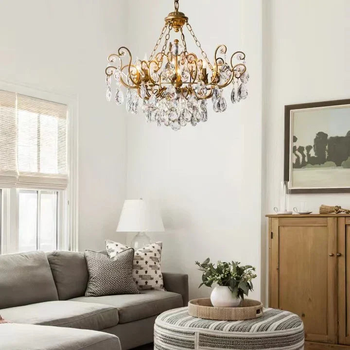 European Retro Light Luxury Crystal Pendant Electronic Candle Chandelier for Living Room / Dining Room /
