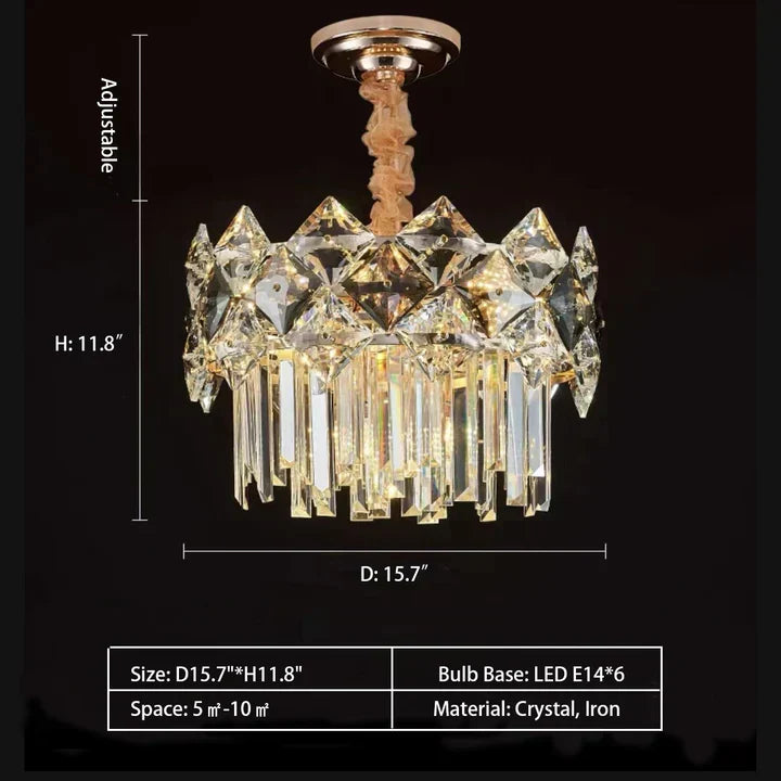 Modern Luxury Tiered Transparent K9 Crystal Chandelier with Round or Oval Shape for Living, Dining, Bedroom